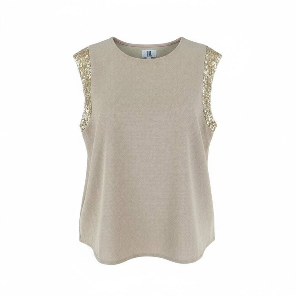 YAL New York Sleeveless Light Brown Top With Sequined Detail Small
